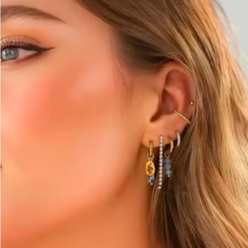 Earrings Snake Pattern, Gold Plated Stainless Ste… - image 3